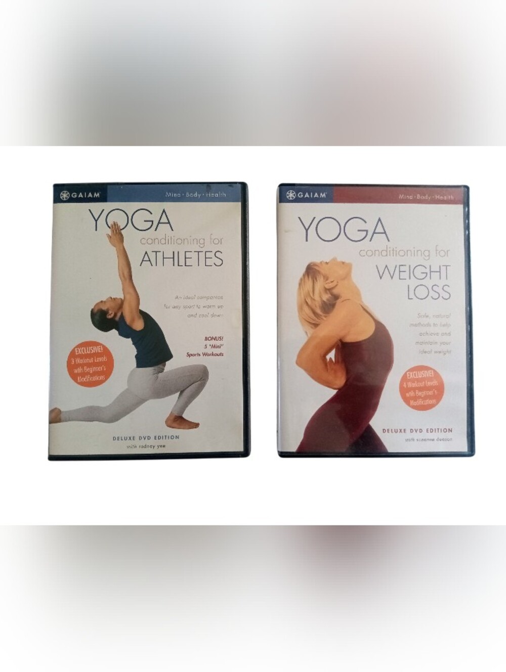 GAIAM 2 Deluxe Edition DVDS Set Yoga For Athletes & Yoga For Weight Loss